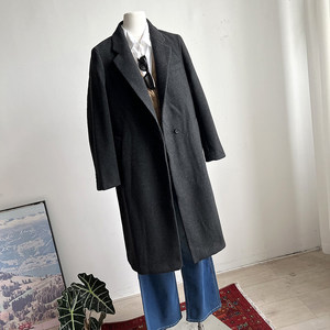 Kitano U Family! Autumn and winter women's minimalist collaboration woolen long coat windbreaker/25 autumn and winter new style BY79666