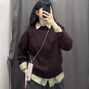 Kitano U Family! Autumn women's soufflé round neck sweater/long-sleeved sweater loose soft waxy top BY69429