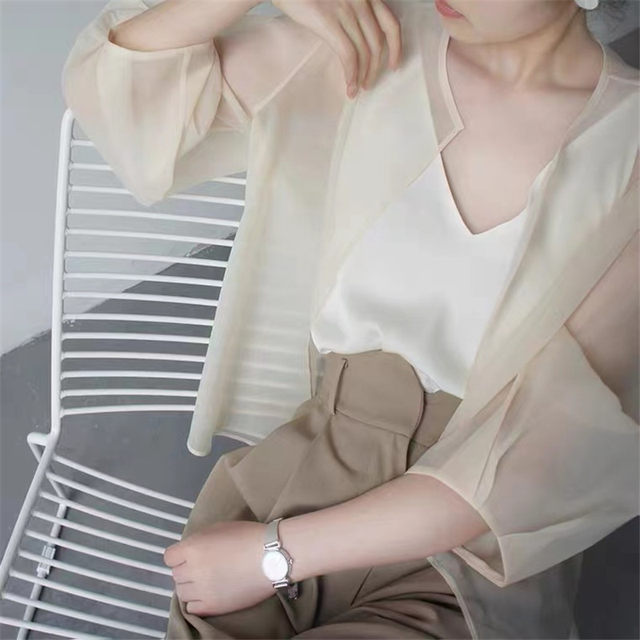 Fashionable ice silk chiffon sun protection cardigan top for women ...