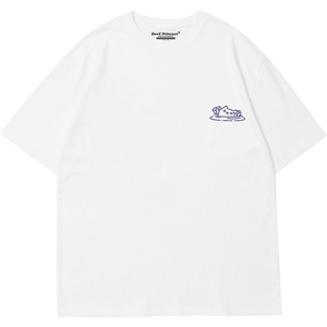 
Ins style Korean style front shoulder pure cotton short-sleeved T-shirt lazy style oversize large size women's fashion brand niche top summer