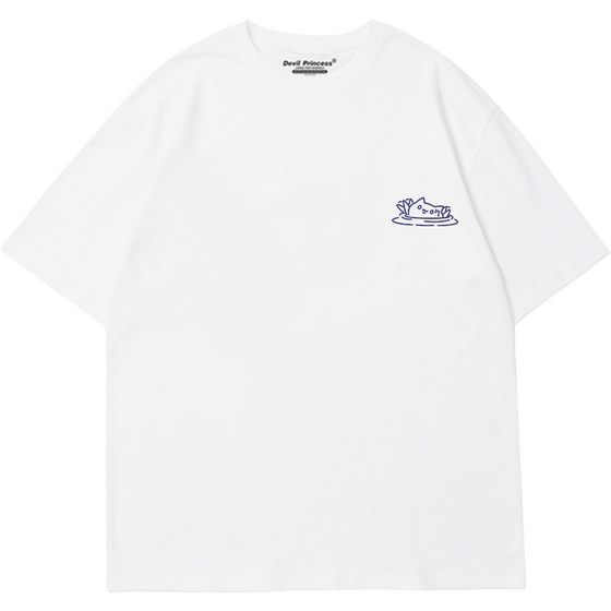 
Ins style Korean style front shoulder pure cotton short-sleeved T-shirt lazy style oversize large size women's fashion brand niche top summer