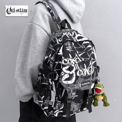Trendy Brand Backpack for Men ins Cool Large-Capacity Graffiti Backpack Men's Casual College Student School Bag for Male Junior High School Students