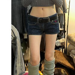Ultra-Low-Waist Denim Shorts for Women, Summer 2026 New Style, Retro College Style, Slimming, Tight-Fitting, Distressed Hot Pants