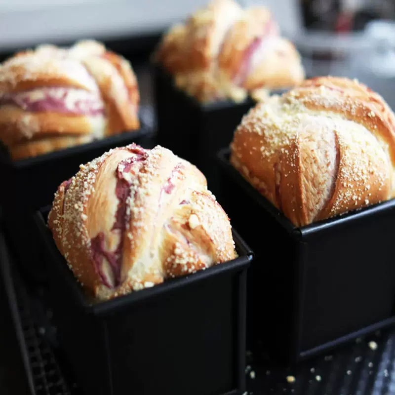 正方形低糖吐司面包模具450克黑色生小土司盒250g水立方迷你