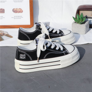 
Canvas shoes for women 2026 spring and summer versatile Korean version new trendy thick-soled white shoes casual board shoes ins low-top