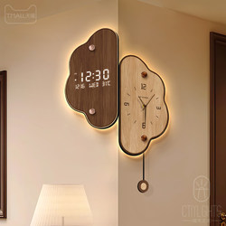 Vintage-Style Living Room Corner Clock 2025 New Perpetual Calendar Electronic Clock Creative Luminous Double-Sided Corner Wall Clock