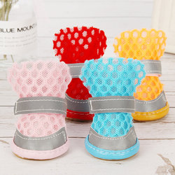 Small Dog Shoes for Summer, Non-Slip Sandals for Teddy and Small Dogs, Spring and Autumn Mesh Pet Foot Covers, Set of 4
