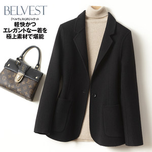 
Double-sided cashmere coat for women short suit black high-end wool double-sided wool workwear small wool coat