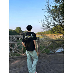 American High Street New Chinese Style Embroidered Floral Short-Sleeve T-Shirt Summer Men's High-End Loose Couple's National Trend Top