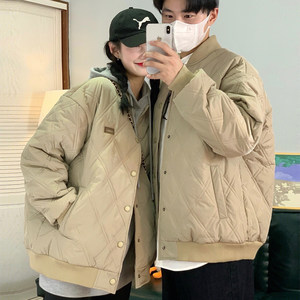Japanese rhombus cotton clothing women's winter baseball uniform 2023 new tide brand thickened cotton jacket cotton jacket jacket male couple clothing