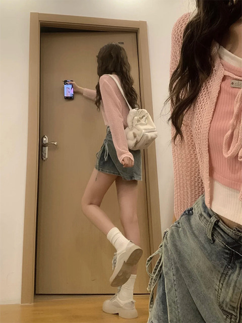 Hot girl side drawstring high waist denim skirt for women in summer new large size slim design A-line short skirt pants