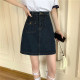 Niche design high -waisted denim skirt female summer 2022 new large size, thin A -line skirt bag hip skirt