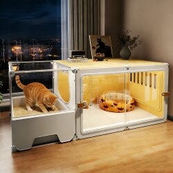 Cat Cage for Home Use, Indoor-Specific, with Integrated Toilet, Four-Season Universal, New Model, Large Free Space Cat Villa