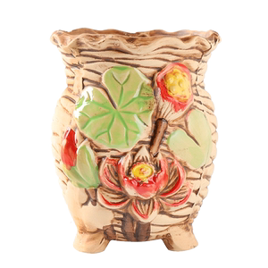 Succulent flowerpot ceramic coarse pottery breathable creative simple large retro pottery jar small old pile plant succulent pot cleaning warehouse