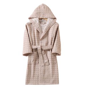 Class A children's bathrobe pure cotton three-layer gauze with hooded baby soft spring and summer yukata double-layer encrypted water-absorbing swimming