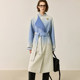 LILY new winter women's light luxury mulberry silk rabbit fur gradient double-sided printed wool double-sided wool coat
