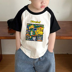 Boys' Short-Sleeved T-Shirt 2026 New Children's Summer Clothing Boys' Trendy Children's Clothing Raglan Sleeve Handsome Shirt Top a