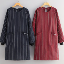 Fashionable Cotton Smock for Kitchen Use, Plus Size, Long-Sleeved Apron for Cooking, Anti-Stain, New Style, Stain-Resistant Work Clothes for Women