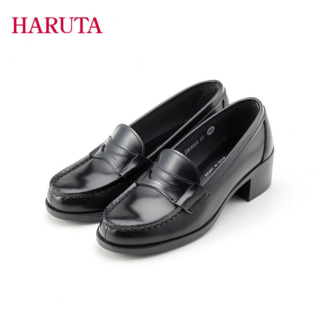 Haruta4603 Japanese student versatile orthodox medium heel thick heel college small leather shoes JK uniform shoes loafers for women