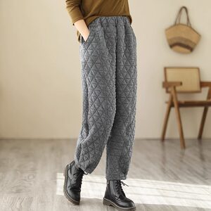 
Down cotton pants for women to wear in winter, thickened and warm, 2025 new quilted leggings sweatpants, loose, slim and casual