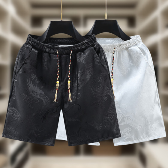 
Chinese style jacquard casual shorts men's summer thin fashion brand quick-drying beach mid-pants straight national trend five-point pants