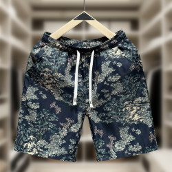 Chinese style printed shorts thin casual beach pants