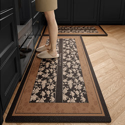 Kitchen special floor mat L-shaped non-slip oil-proof wipeable and dirty-resistant household leather waterproof PVC foot pad carpet