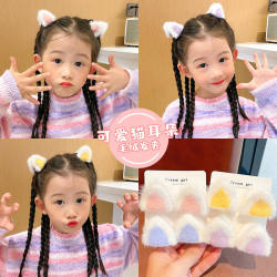 Baby Cute Plush Cat Ear Hair Clip Children's Winter Korean Style New Three-Dimensional Hair Clip Plush Bangs Clip