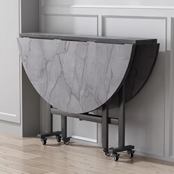 Yangman Folding Table Dining Table for Home Use, Round Table for Small Apartments, Modern Luxury Dining Table, No Assembly Required, Retractable