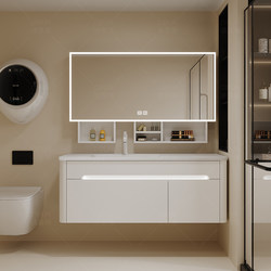 Dipuricorelai Integrated Basin Bathroom Cabinet Set Cream Style Washbasin Bathroom Adjustable Smart Trendy New Model