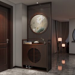 Abison New Chinese-Style Screen Partition for Living Room, Home Use, Blocking the View of the Entrance, Solid Wood Modern Entryway Shoe Cabinet