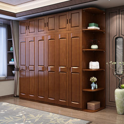 Ailaijia Modern Minimalist Chinese-Style Solid Wood Wardrobe with Double Doors, Four Doors, Five Doors, Six Doors, Bedroom Small Apartment Wardrobe