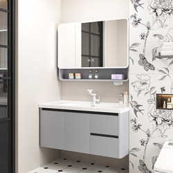 Totgg Ceramic Integrated Basin Bathroom Cabinet Set with Thickened Honeycomb Aluminum Bathroom Sink and Washbasin Cabinet