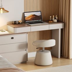 Wanyu Italian Minimalist Small Dressing Table Bedroom Chest of Drawers Flip-Top Makeup Table with Lock Smart Bedside Table Makeup Table