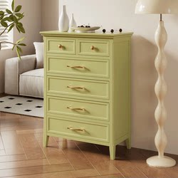 Richly Crafted Green French-Style Solid Wood Chest of Drawers, Modern and Simple Five or Six-Drawer Cabinet for Living Room, Bedroom, Storage, and Sideboard