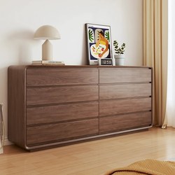 Eisen Solid Wood Eight-Drawer Cabinet, Bedroom Six-Drawer Cabinet, Storage Cabinet, Walnut Color, Nordic Storage Cabinet, Complete Set