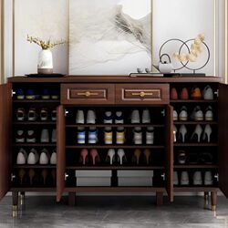 Aisen Shoe Cabinet for Home Entrance, New Chinese-Style Storage Cabinet, Integrated Wall-Mounted Solid Wood Entryway Cabinet, New Model Shoe Cabinet