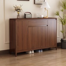Luxurious Solid Wood Shoe Cabinet for Home Entrance, Large Capacity Walnut Color Entryway Cabinet, Integrated 2025 New Model Hot Sale for Entryway
