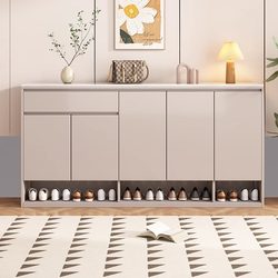 Yangman Solid Wood Rock Slab Shoe Cabinet for Home Entrance, Large Capacity, Light Luxury Storage Cabinet, 2025 New Model for Entryway Storage