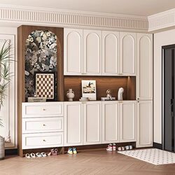 Yangman Shoe Cabinet and Storage Cabinet Integrated Wall-Mounted Storage Cabinet for Home Use, French-Style Vintage Entryway Shoe Cabinet