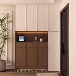 Yangman Vintage-Style Shoe Cabinet for Home Entrance, Integrated Wall-Mounted Storage Cabinet, Retro Solid Wood Storage Cabinet