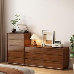 Zuoshi Bedroom Chest of Drawers Storage Cabinet Master Bedroom Bedside Nine-Drawer Cabinet Solid Wood Frame Living Room Storage Cabinet Wall-Mounted Drawer Cabinet