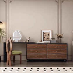 Luxurious Dressing Table for Bedroom, Simple 2025 New Model, Mid-Century Modern Storage Cabinet, Integrated Chest of Drawers, Small Solid Wood Cabinet