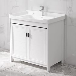 Qiyu Space Aluminum Floor-Standing Bathroom Cabinet Washbasin Cabinet Combination Bathroom Washbasin Balcony Integrated Washstand