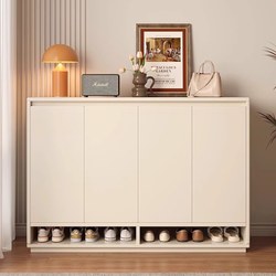 Luxurious Cream-Style Shoe Cabinet for Home Entrance, New 2024 Popular French-Style Indoor Solid Wood White Foyer Cabinet