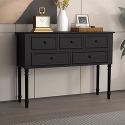 Beiju Entrance Cabinet Chest of Drawers Solid Wood American-Style Storage Five-Drawer Cabinet Bedroom Living Room Wall-Mounted Small Cabinet Table Black Side Cabinet