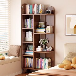 Yangman Solid Wood Wall-Mounted Children's Bookshelf, Floor-Standing Storage Rack, Multi-Layer Home Bedside Corner Bookcase for Living Room