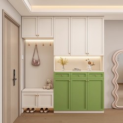 Luxurious French-Style Shoe Cabinet and Entryway Cabinet Integrated Solid Wood Partition Cabinet for Small Apartments, Freestanding Foyer Cabinet