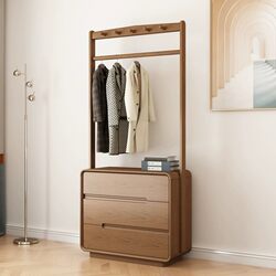 Yangman Solid Wood Chest of Drawers Bedroom Clothes Rack Integrated Floor-Standing Household Multifunctional Coat Rack Living Room Storage