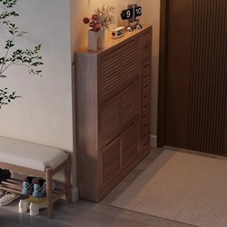 Eisen's Ultra-Thin Solid Wood Home Entryway Indoor Flip Shoe Cabinet, New 2024 Popular Model, Integrated Entryway Cabinet